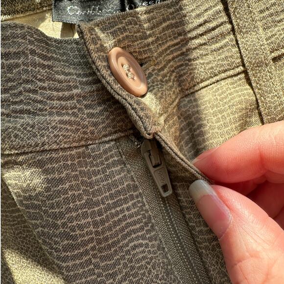 Caribbean Queen Muted Yellow Gray Snakeprint Front Zip Button Jeggings S - Picture 2 of 12